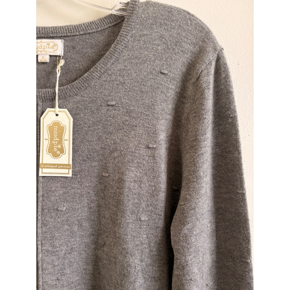 Mud Pie Camilla Sweater Womens Small Grey Textured Dot Tunic Knit Top NWT‎ - Picture 4 of 8
